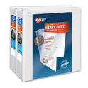 Avery Heavy-Duty Non Stick View Binder with DuraHinge and Slant Rings, 3 Rings, 4" Capacity, 11 x 8.5, White, 2/Pack (79875)