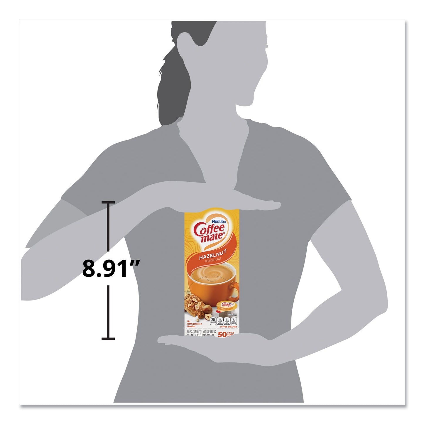 Coffee-mate Liquid Coffee Creamer, Hazelnut, 0.38 oz Mini Cups, 50/Box (35180BX)