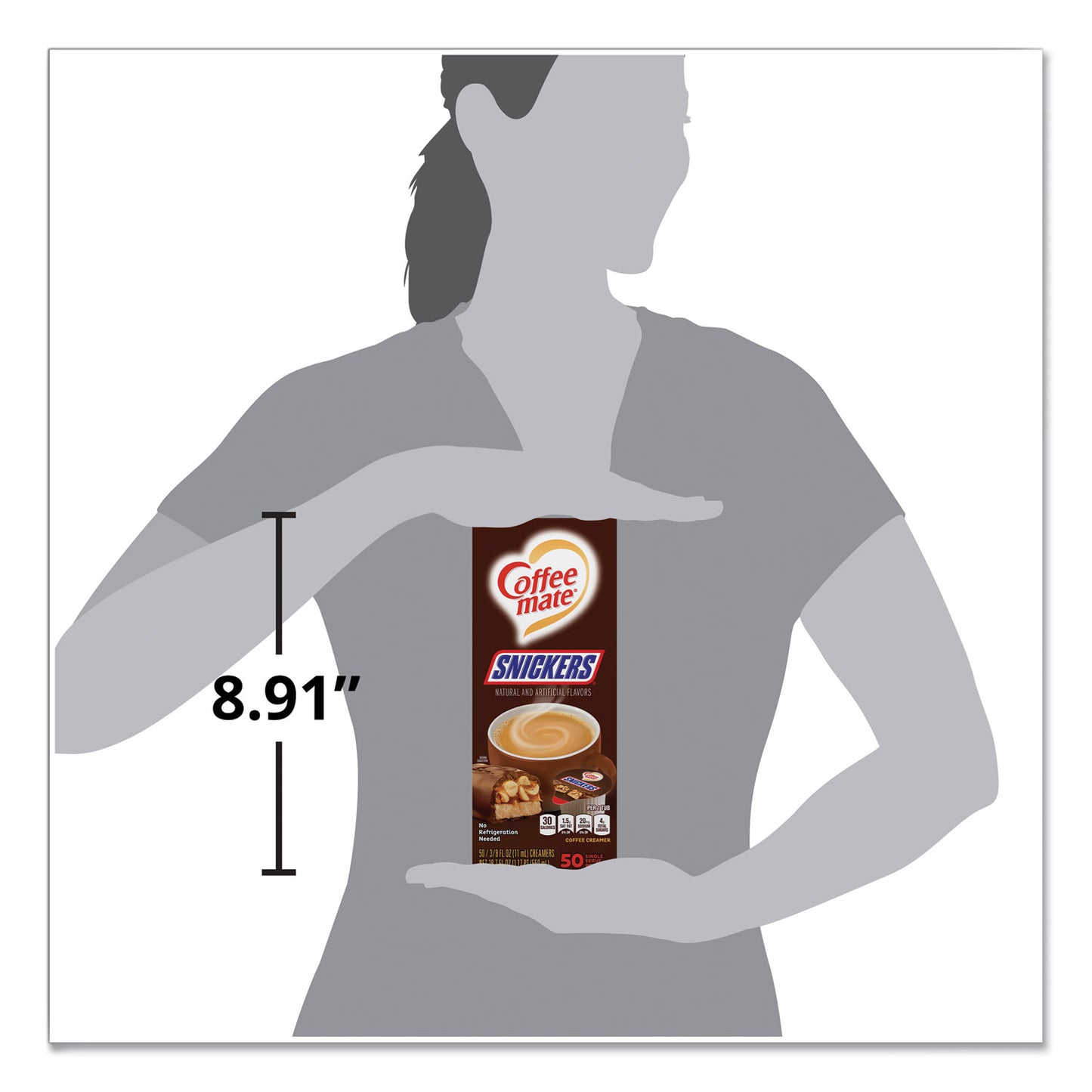 Coffee-mate Liquid Coffee Creamer, Snickers, 0.38 oz Mini Cups, 200 Cups/Carton (61425CT)