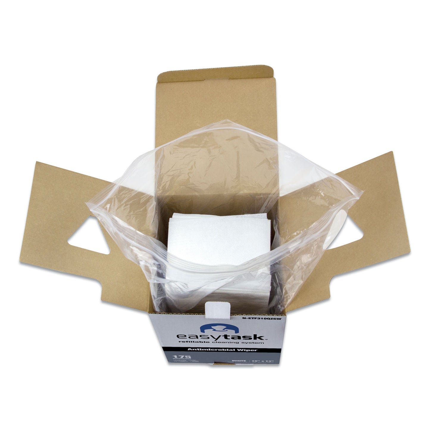 HOSPECO Easy Task F310 Wiper, Quarterfold, 1-Ply, 10 x 13, White, Zipper Bag, 175/Bag (NETF310QZGW)