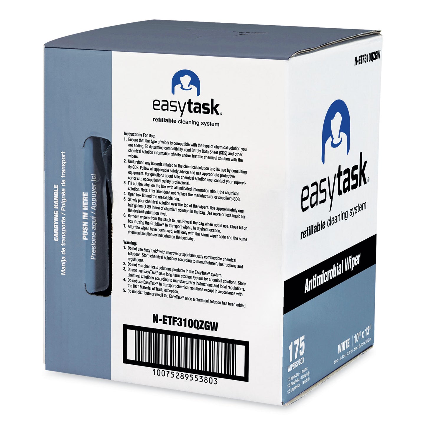 HOSPECO Easy Task F310 Wiper, Quarterfold, 1-Ply, 10 x 13, White, Zipper Bag, 175/Bag (NETF310QZGW)