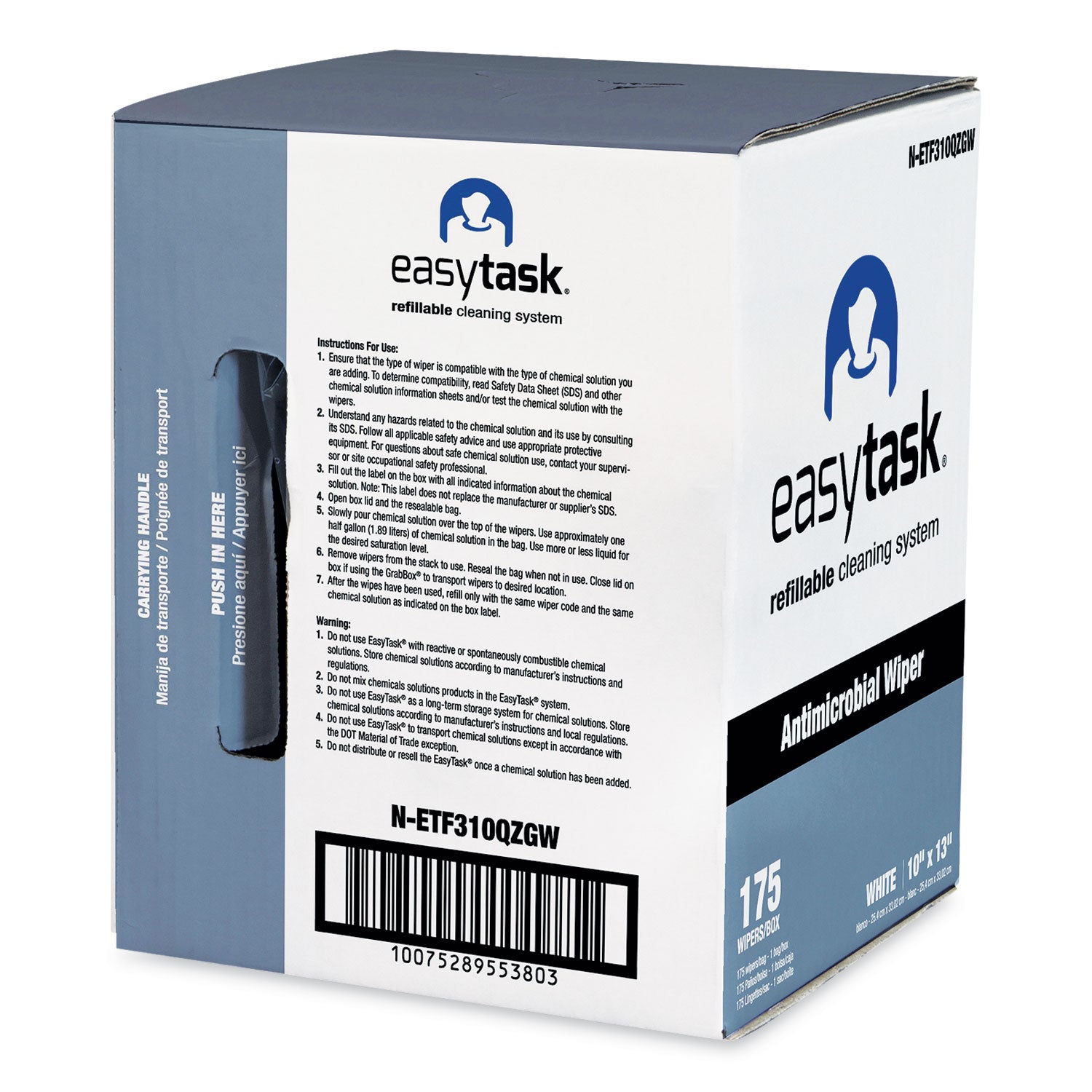HOSPECO Easy Task F310 Wiper, Quarterfold, 1-Ply, 10 x 13, White, Zipper Bag, 175/Bag (NETF310QZGW)