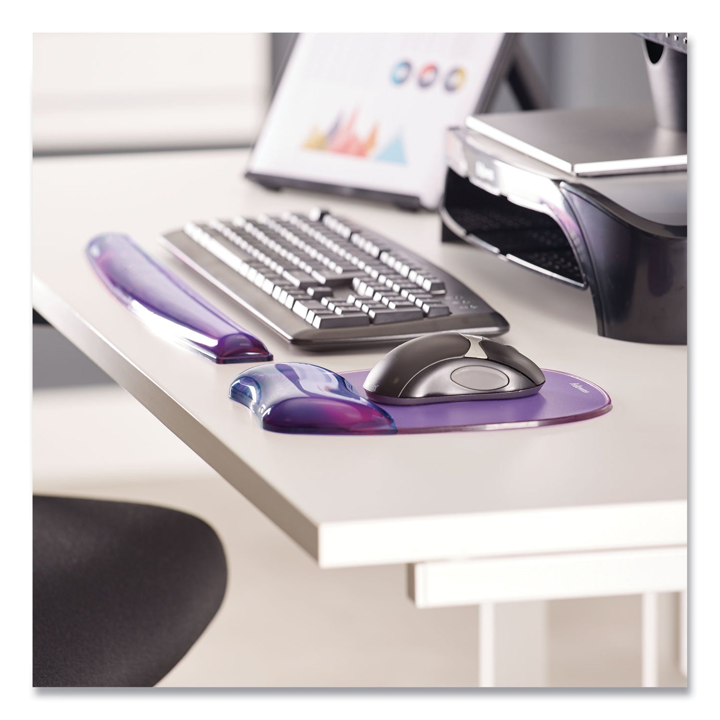 Fellowes Gel Crystals Keyboard Wrist Rest, 18.5 x 2.25, Purple (91437)