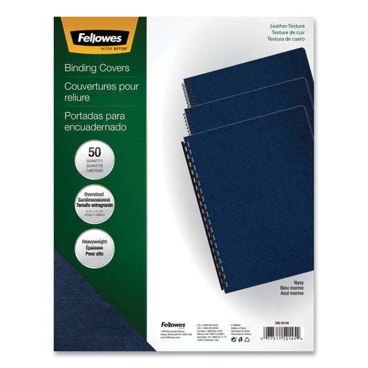 Fellowes Executive Leather-Like Presentation Cover, Navy, 11.25 x 8.75, Unpunched, 50/Pack (52145)