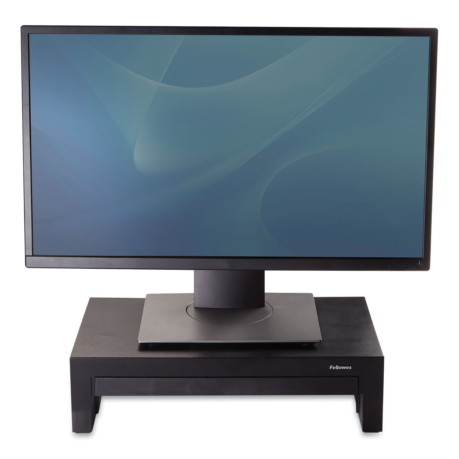 Fellowes Designer Suites Monitor Riser, For 21" Monitors, 16" x 9.38" x 4.38" to 6", Black Pearl, Supports 40 lbs (8038101)