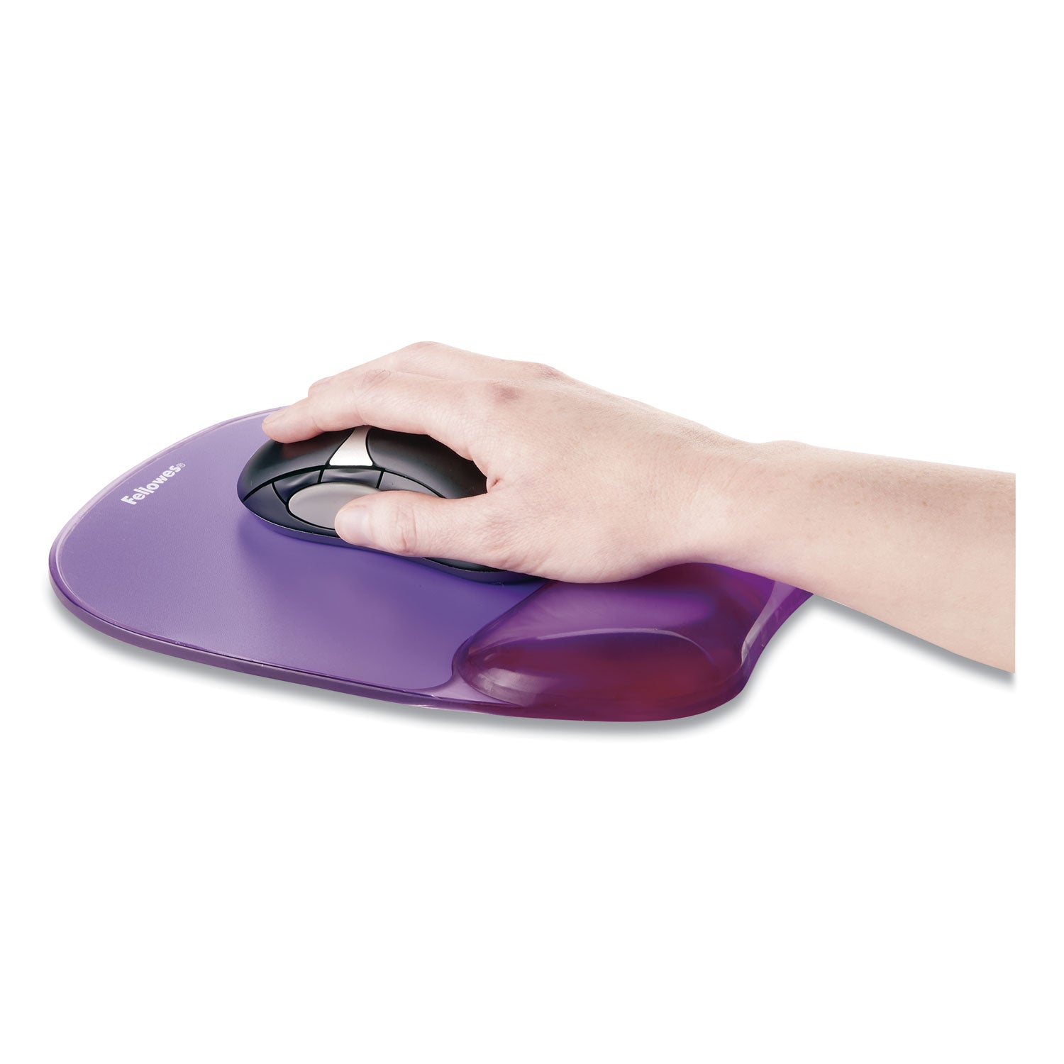 Fellowes Gel Crystals Mouse Pad with Wrist Rest, 7.87 x 9.18, Purple (91441)