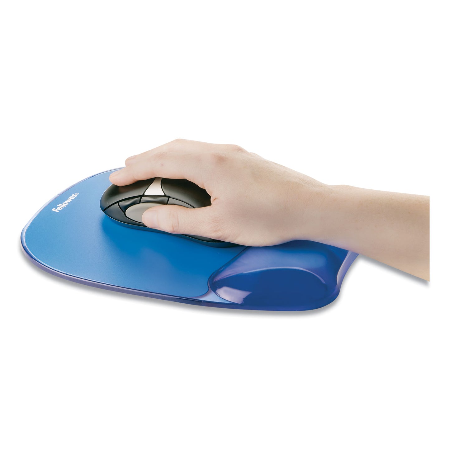 Fellowes Gel Crystals Mouse Pad with Wrist Rest, 7.87 x 9.18, Blue (91141)