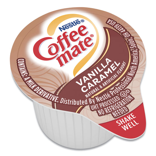 Coffee-mate Liquid Coffee Creamer, Vanilla Caramel, 0.38 oz Mini Cups, 50/Box (79129)