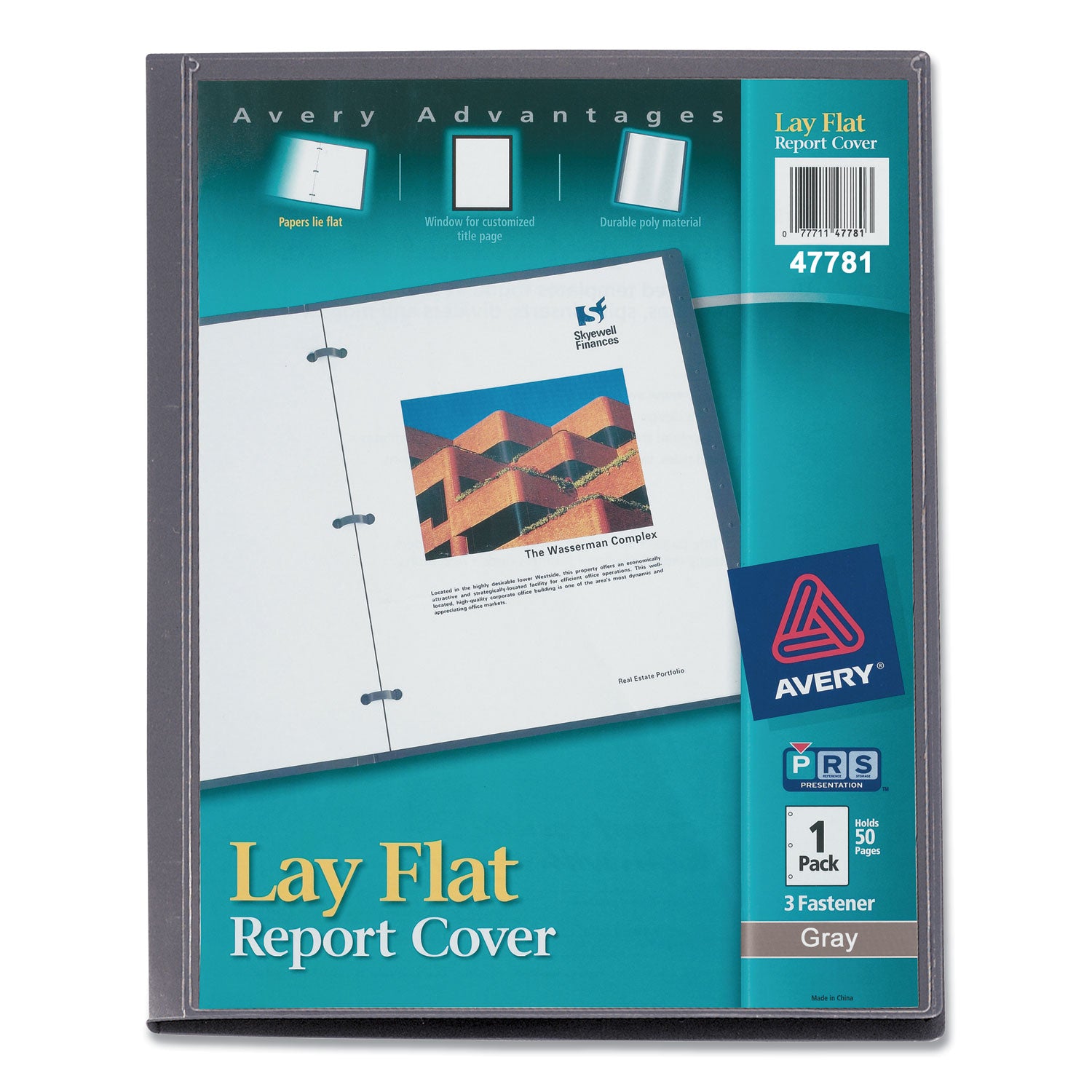 Avery Lay Flat View Report Cover, Flexible Fastener, 0.5" Capacity, 8.5 x 11, Clear/Gray (47781)