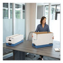 Bankers Box STOR/FILE Medium-Duty Strength Storage Boxes, Letter Files, 12.25" x 24.13" x 10.75", White/Blue, 4/Carton (0070403)
