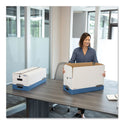 Bankers Box LIBERTY Heavy-Duty Strength Storage Boxes, Letter Files, 12.25" x 24.13" x 10.75", White/Blue, 4/Carton (0001103)