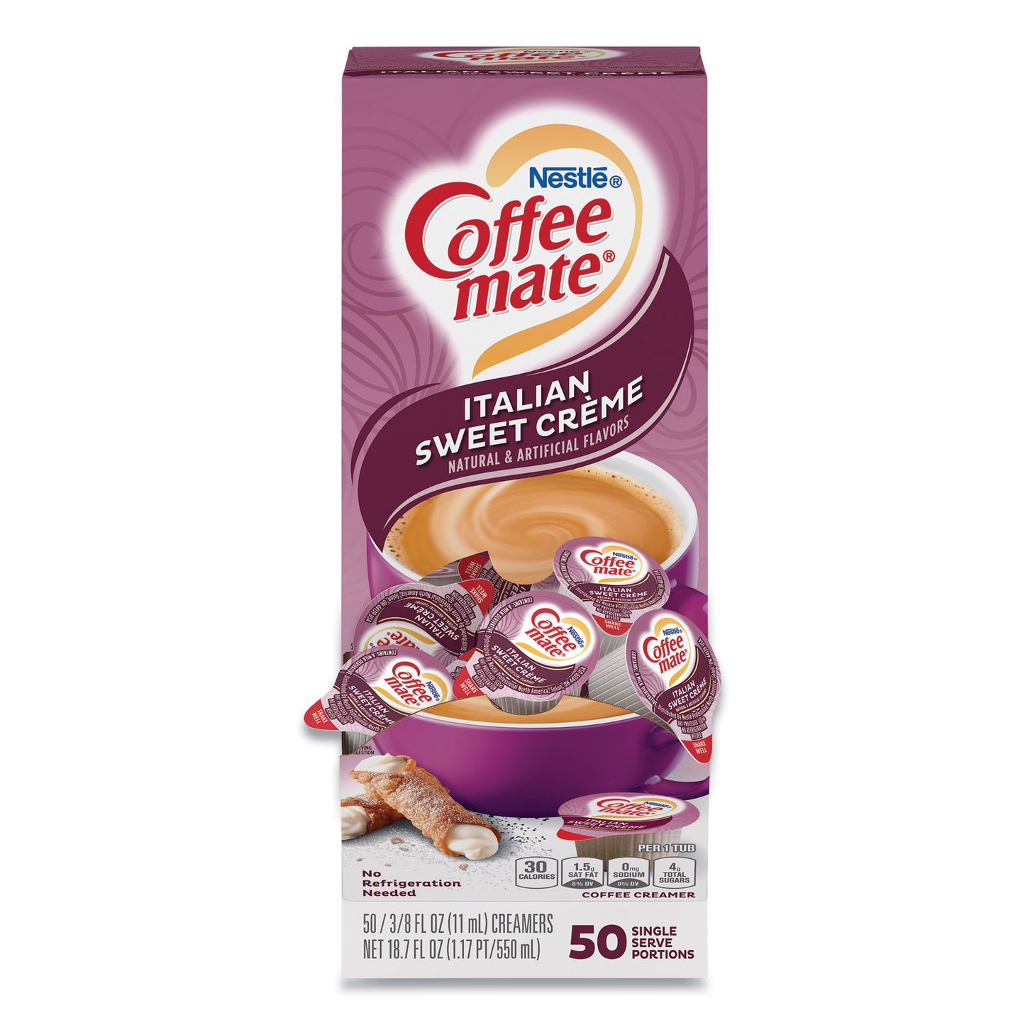 Coffee-mate Liquid Coffee Creamer, Italian Sweet Creme, 0.38 oz Mini Cups, 50/Box (84652)