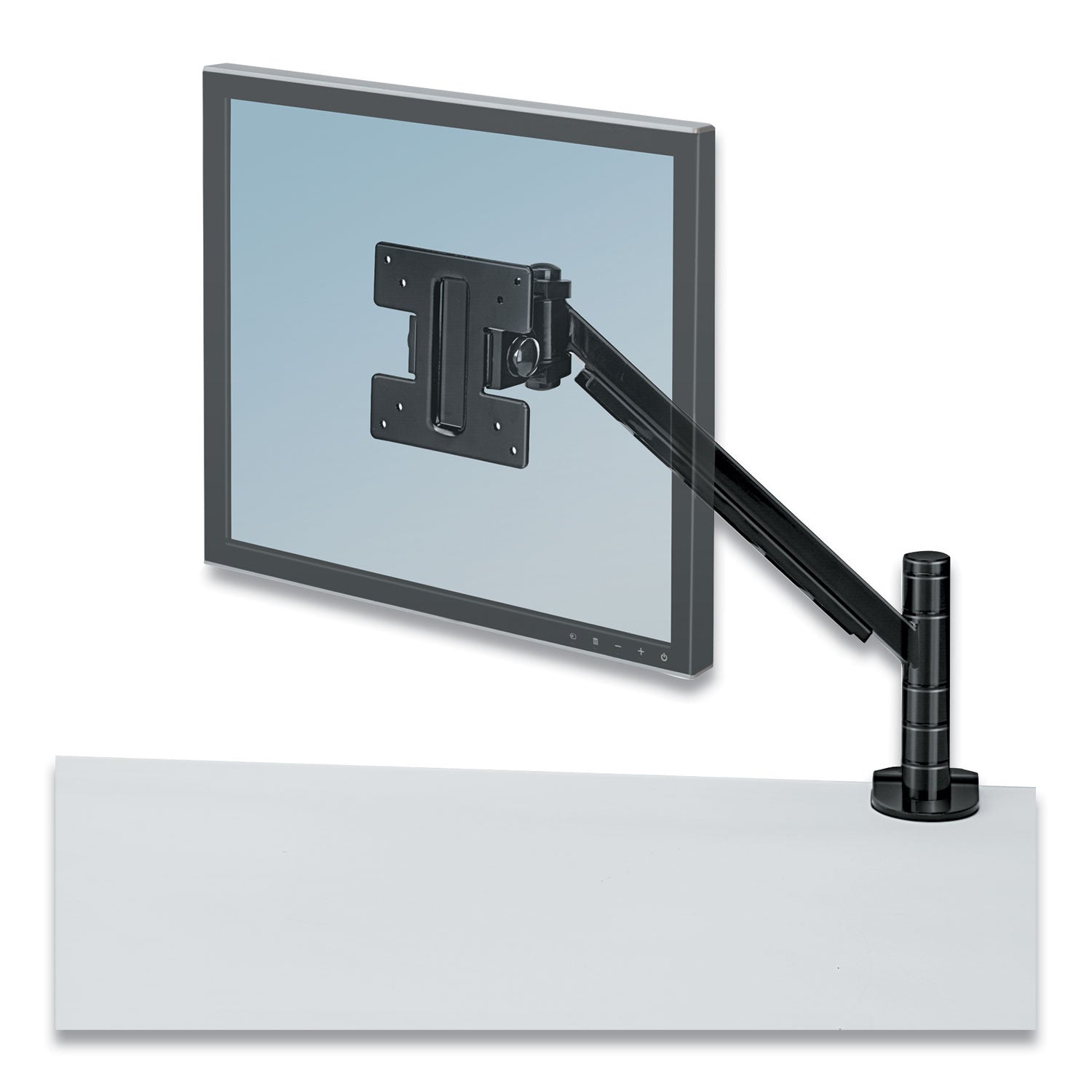 Fellowes Designer Suites Flat Panel Monitor Arm, 180 Degree Rotation, 45 Degree Tilt, 360 Degree Pan, Black, Supports 20 lb (8038201)