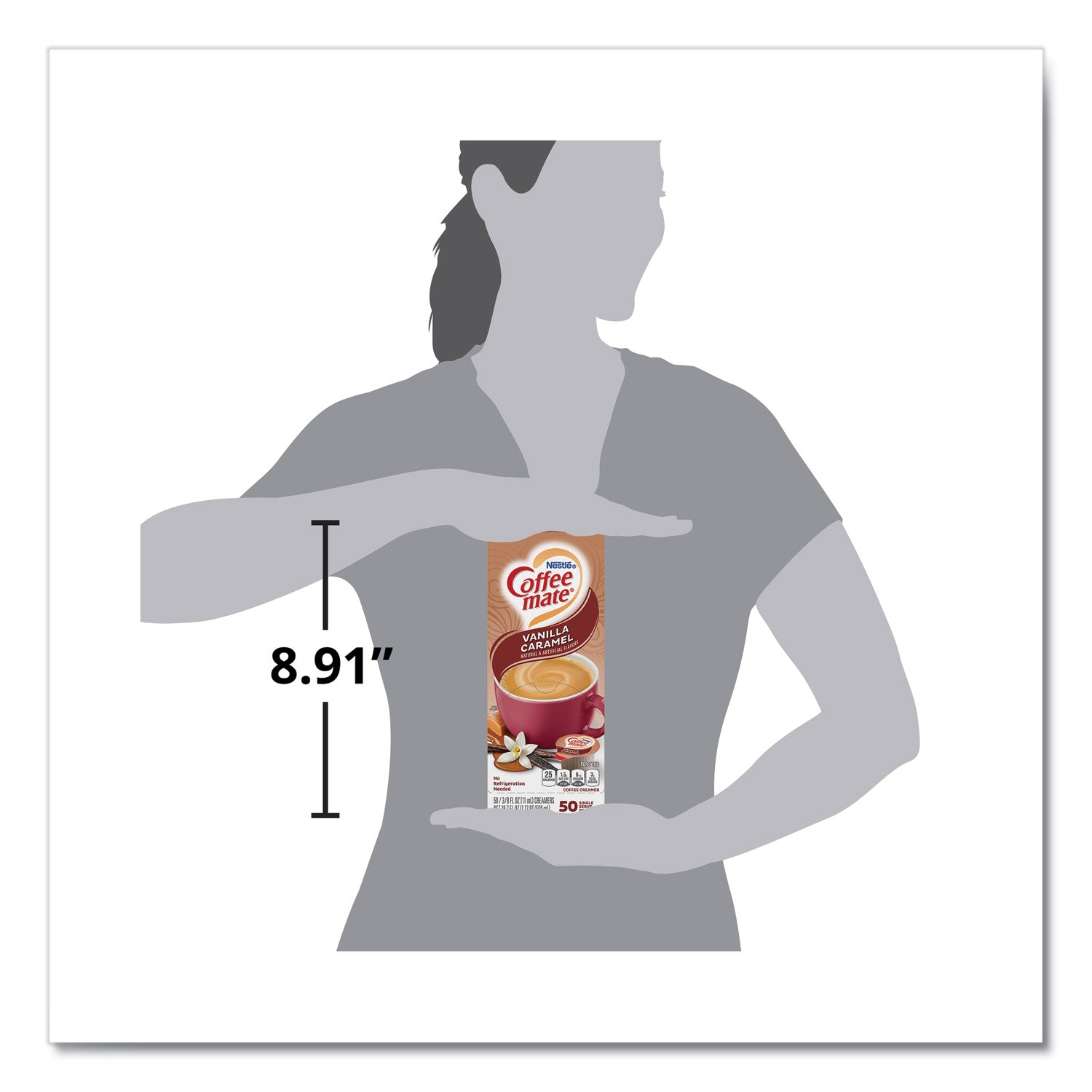 Coffee-mate Liquid Coffee Creamer, Vanilla Caramel, 0.38 oz Mini Cups, 50/Box (79129)