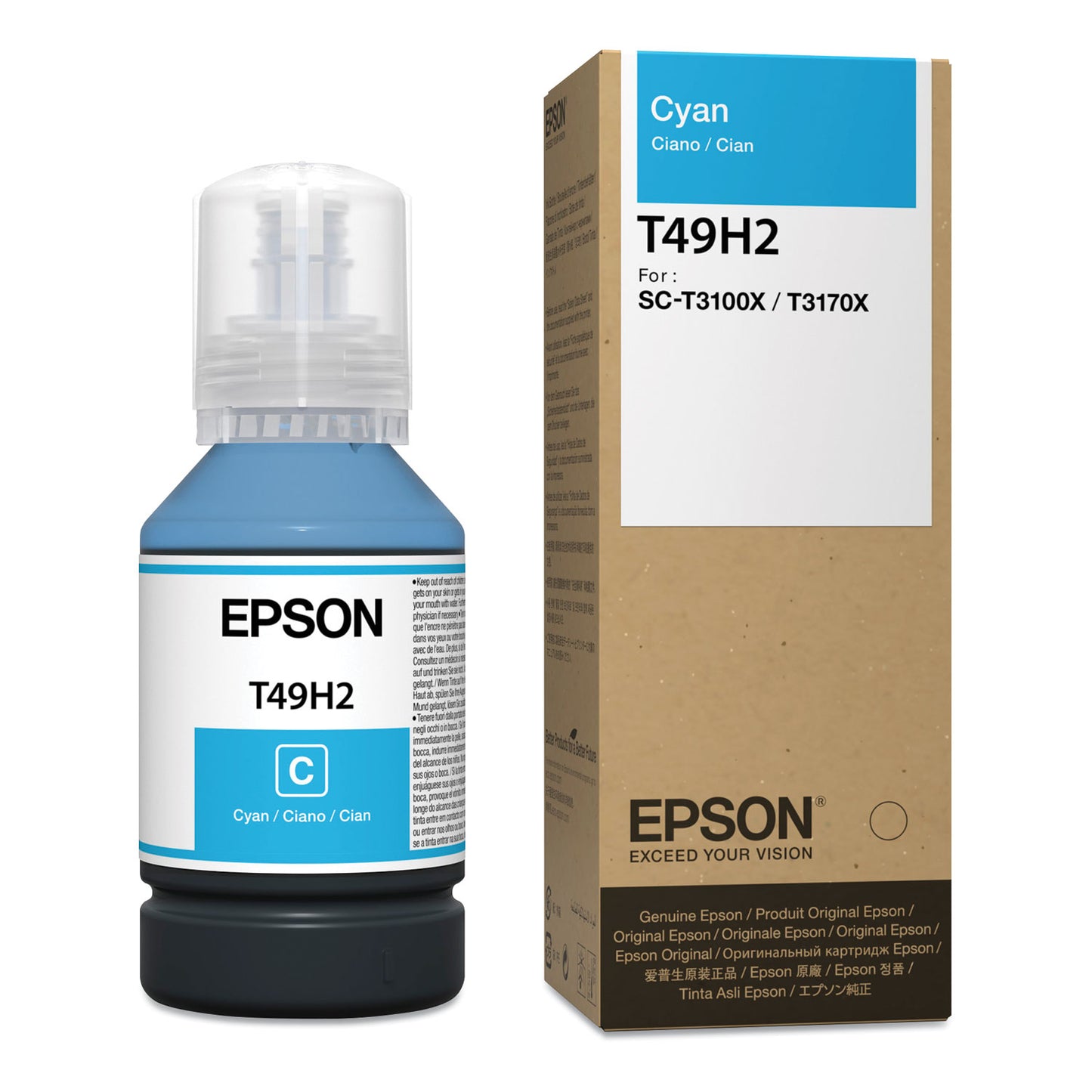 Epson T49H200 (T49H) Ink Bottles, 140 mL, Cyan