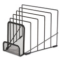 TRU RED Metal Incline Sorter with Wire Mesh Mobile Device Holder, 6 Sections, 7.48 x 8.77 x 7.55, Matte Black (24402460)