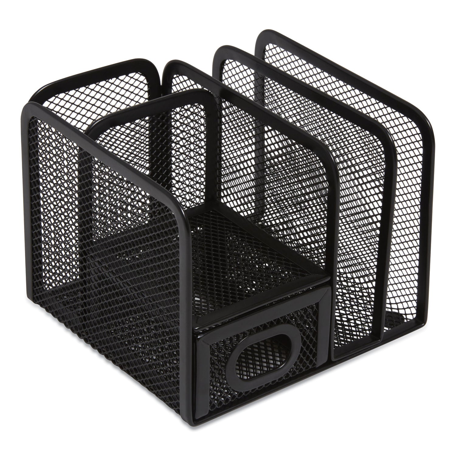 TRU RED Five Compartment Wire Mesh Accessory Holder, 5.9 x 6.29 x 5.11, Black (24402461)