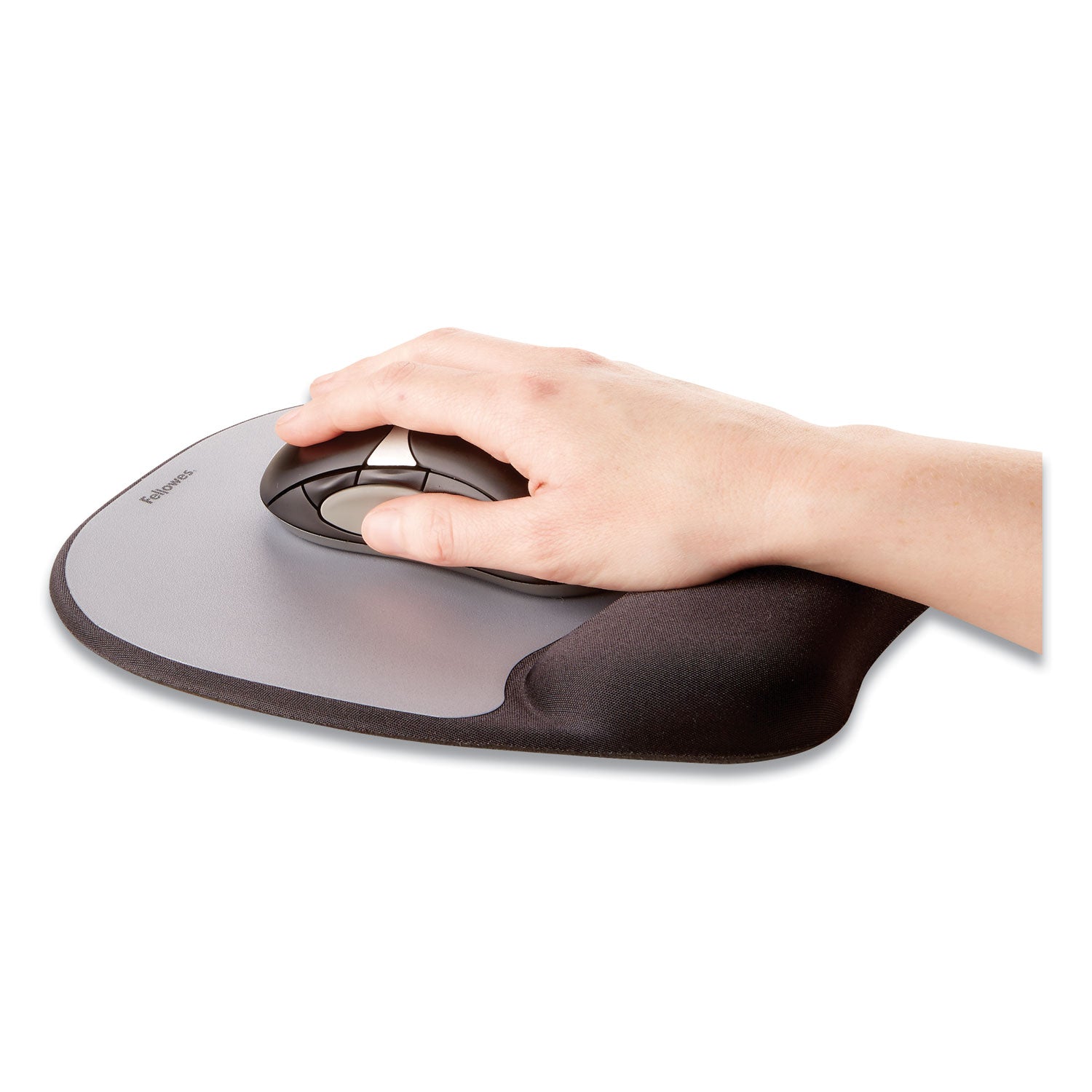 Fellowes Memory Foam Mouse Pad with Wrist Rest, 7.93 x 9.25, Black/Silver (9175801)