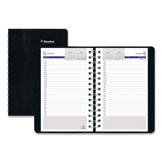 Blueline DuraGlobe Daily Planner, 30-Minute Appointments, 8 x 5, Black Soft Cover, 12-Month (Jan to Dec): 2025 (C21021T)