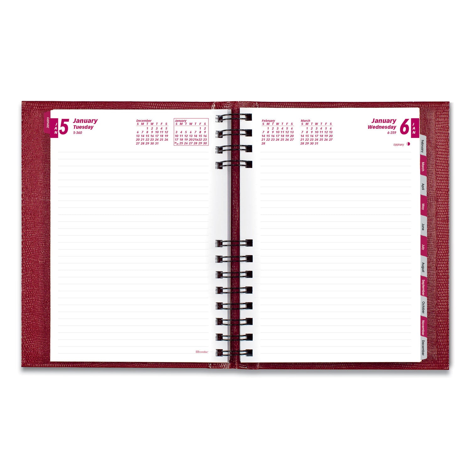 Brownline CoilPro Ruled Daily Planner, 8.25 x 5.75, Red Cover, 12-Month (Jan to Dec): 2025 (CB389CRED)