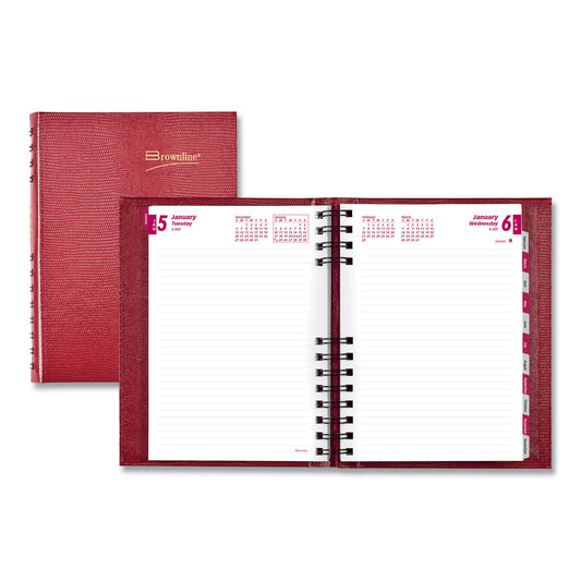 Brownline CoilPro Ruled Daily Planner, 8.25 x 5.75, Red Cover, 12-Month (Jan to Dec): 2025 (CB389CRED)