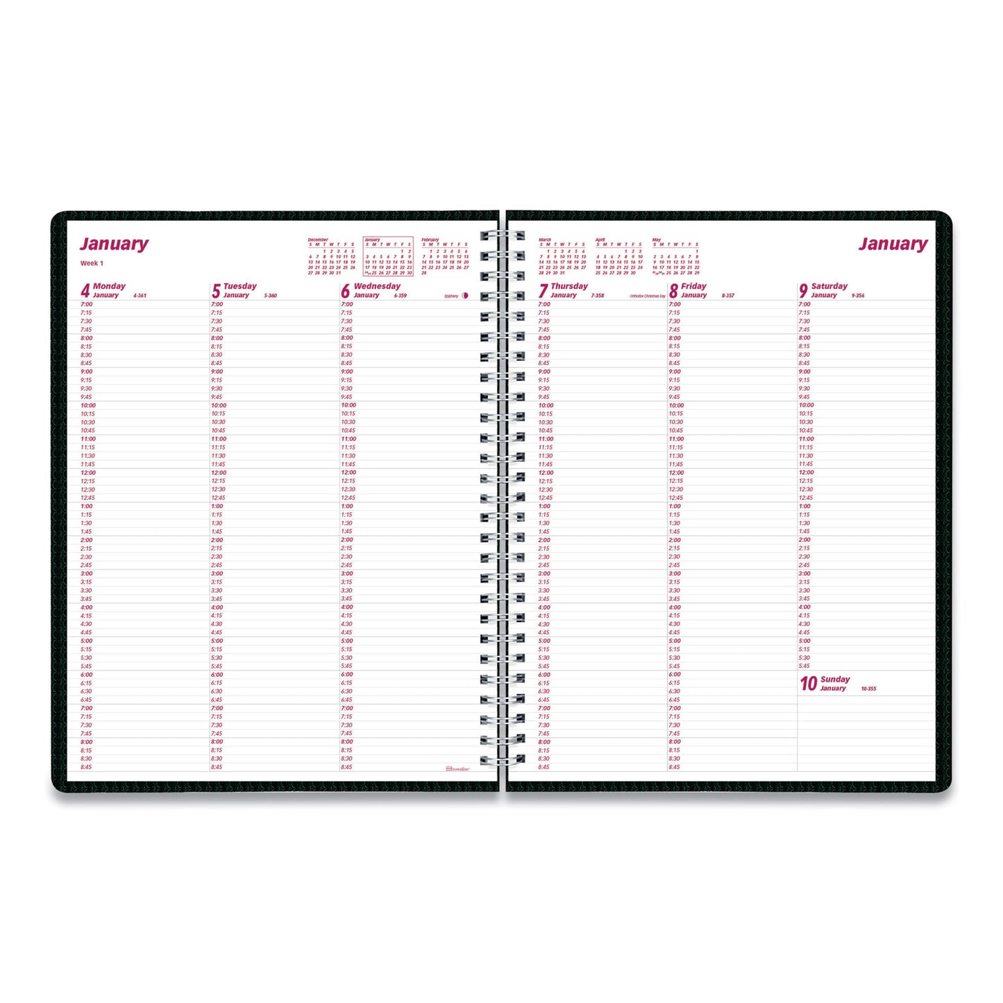 Brownline DuraFlex Weekly Planner, 11 x 8.5, Black Cover, 12-Month (Jan to Dec): 2025 (CB950VBLK)