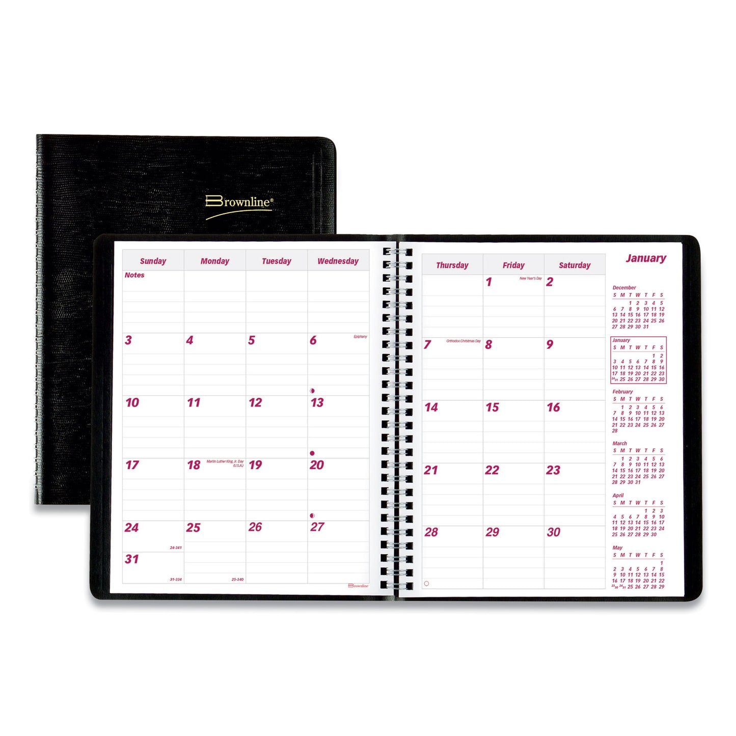 Brownline Essential Collection 14-Month Ruled Monthly Planner, 8.88 x 7.13, Black Cover, 14-Month: Dec 2024 to Jan 2026 (CB1200BLK)