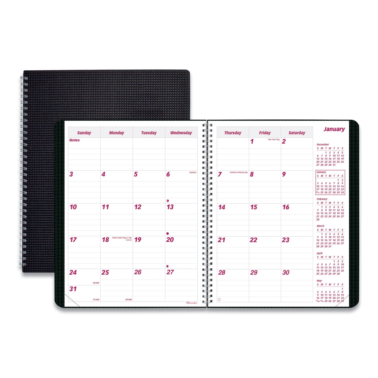 Brownline DuraFlex 14-Month Planner, 8.88 x 7.13, Black Cover, 14-Month: Dec 2024 to Jan 2026 (CB1200VBLK)