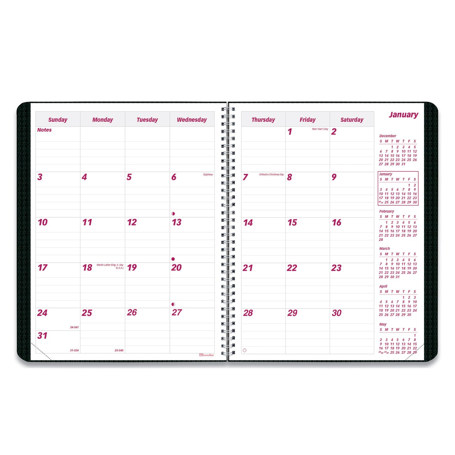 Brownline DuraFlex 14-Month Planner, 8.88 x 7.13, Black Cover, 14-Month: Dec 2024 to Jan 2026 (CB1200VBLK)