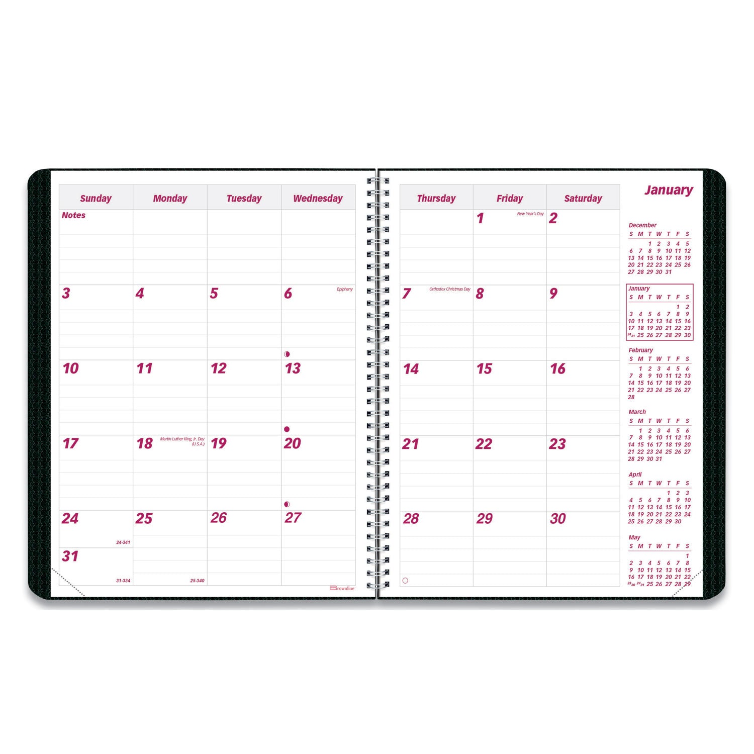 Brownline DuraFlex 14-Month Planner, 8.88 x 7.13, Black Cover, 14-Month: Dec 2024 to Jan 2026 (CB1200VBLK)