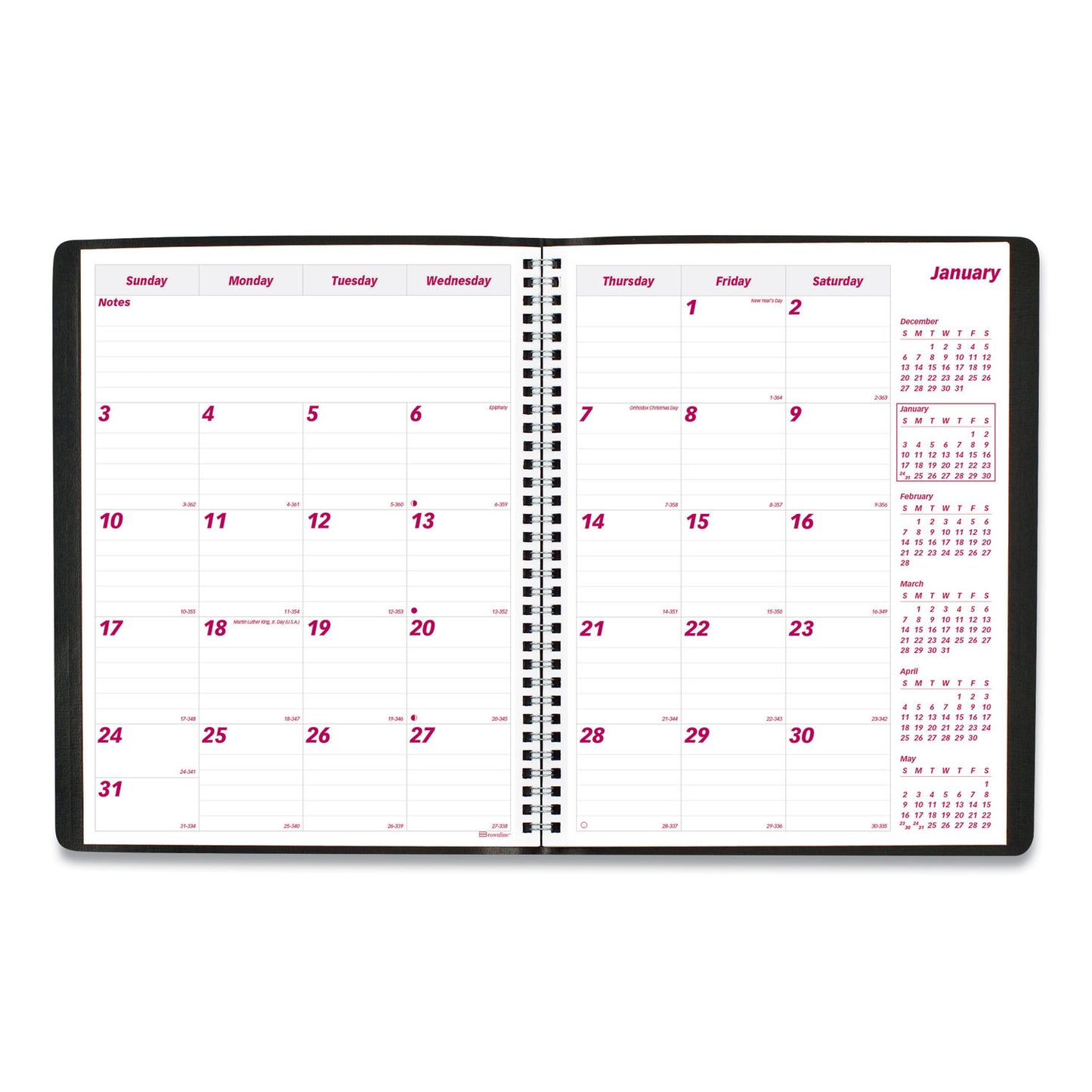 Brownline Essential Collection 14-Month Ruled Monthly Planner, 11 x 8.5, Black Cover, 14-Month: Dec 2024 to Jan 2026 (CB1262BLK)