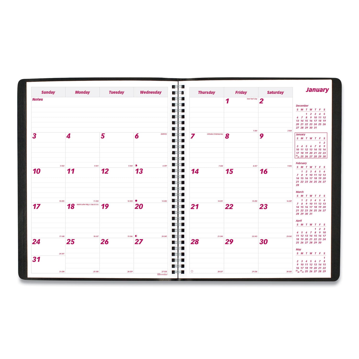 Brownline Essential Collection 14-Month Ruled Monthly Planner, 11 x 8.5, Black Cover, 14-Month: Dec 2024 to Jan 2026 (CB1262BLK)