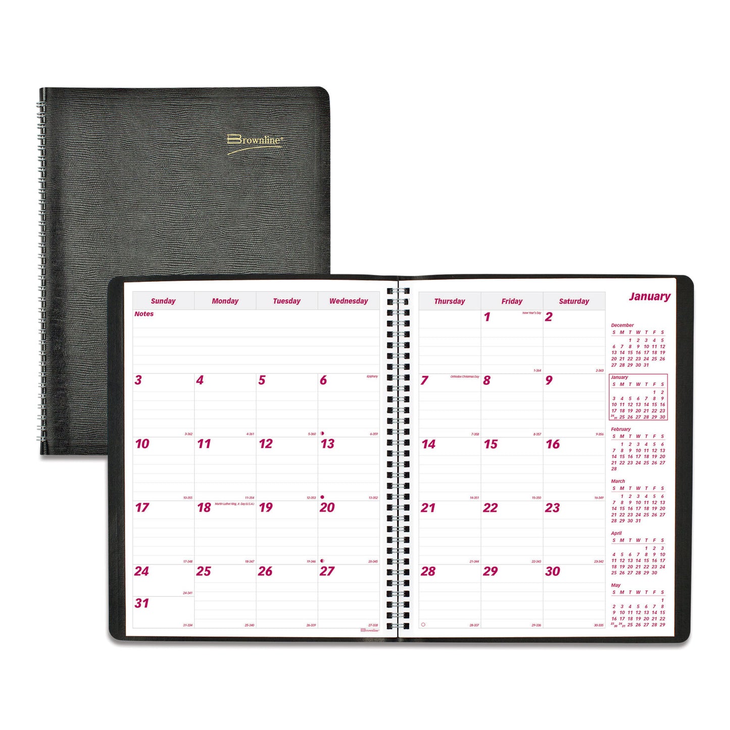 Brownline Essential Collection 14-Month Ruled Monthly Planner, 11 x 8.5, Black Cover, 14-Month: Dec 2024 to Jan 2026 (CB1262BLK)