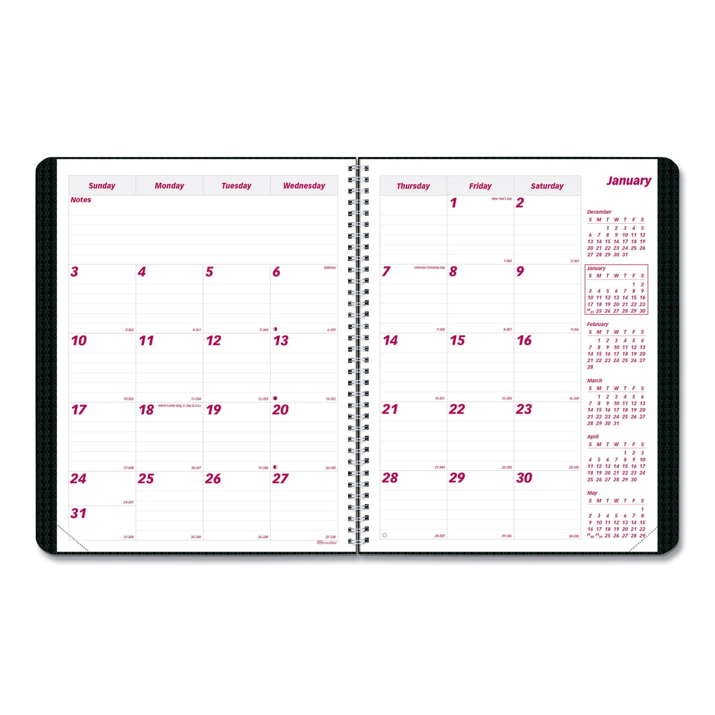 Brownline DuraFlex 14-Month Planner, 11 x 8.5, Black Cover, 14-Month: Dec 2024 to Jan 2026 (CB1262VBLK)