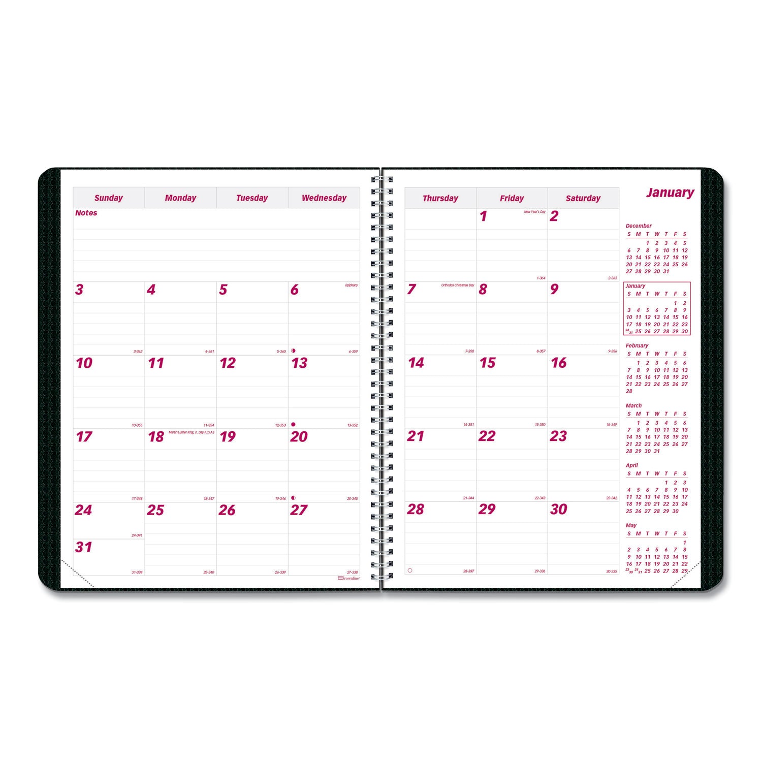 Brownline DuraFlex 14-Month Planner, 11 x 8.5, Black Cover, 14-Month: Dec 2024 to Jan 2026 (CB1262VBLK)