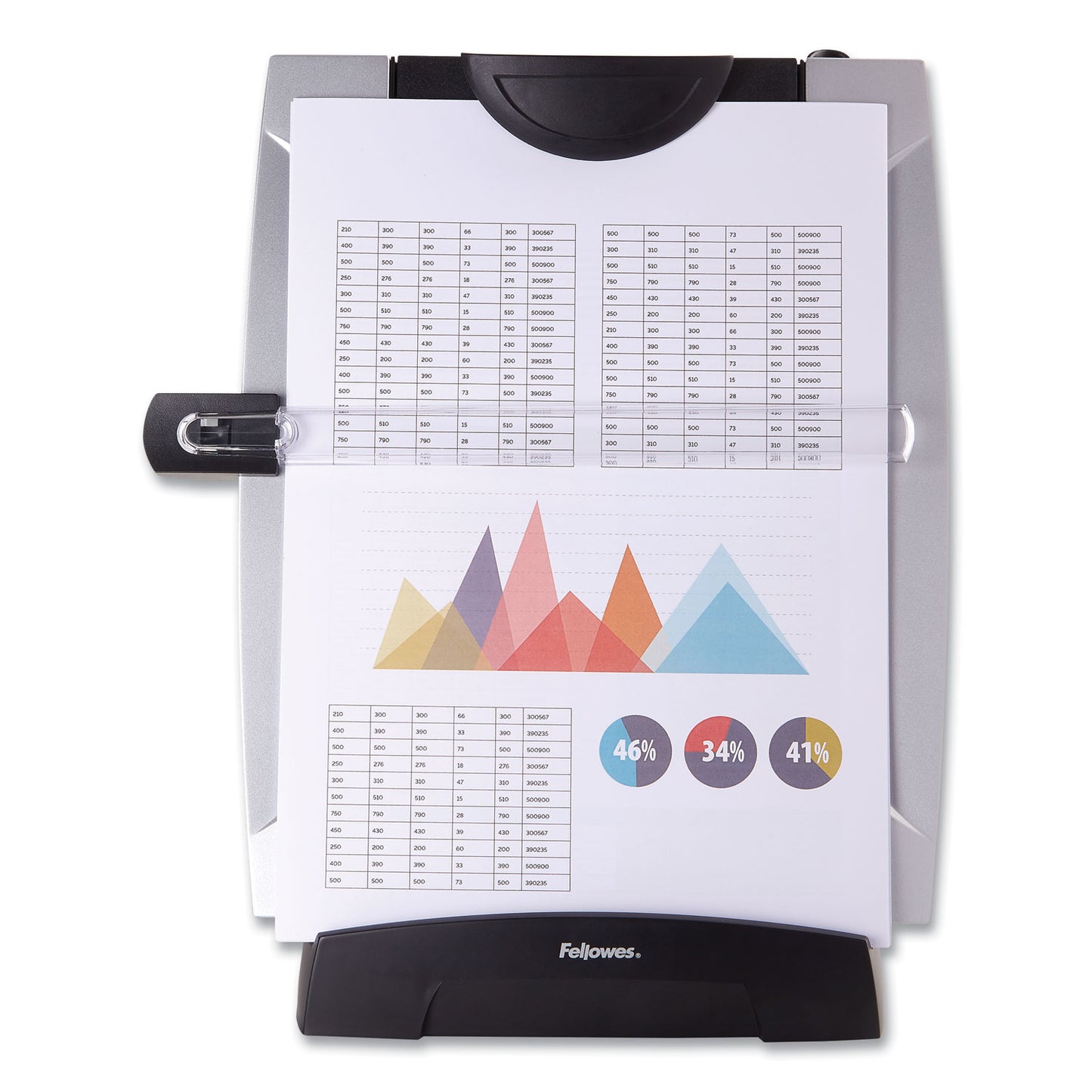 Fellowes Office Suites Desktop Copyholder with Memo Board, 150 Sheet Capacity, Plastic, Black/Silver (8033201)