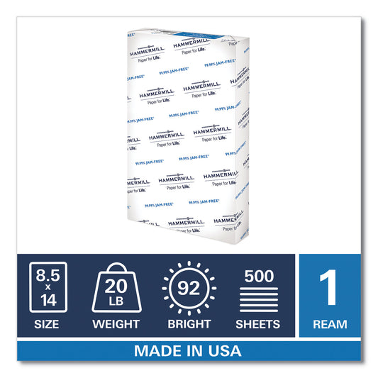 Hammermill Copy Plus Print Paper, 92 Bright, 20 lb Bond Weight, 8.5 x 14, White, 500/Ream (105015)