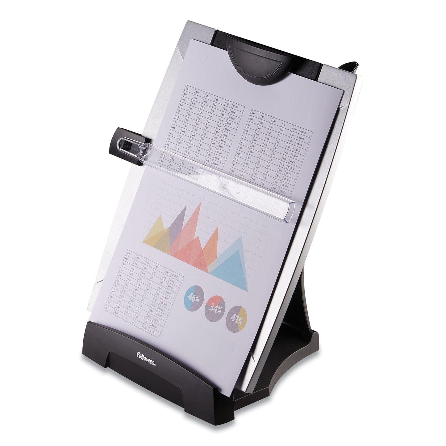 Fellowes Office Suites Desktop Copyholder with Memo Board, 150 Sheet Capacity, Plastic, Black/Silver (8033201)