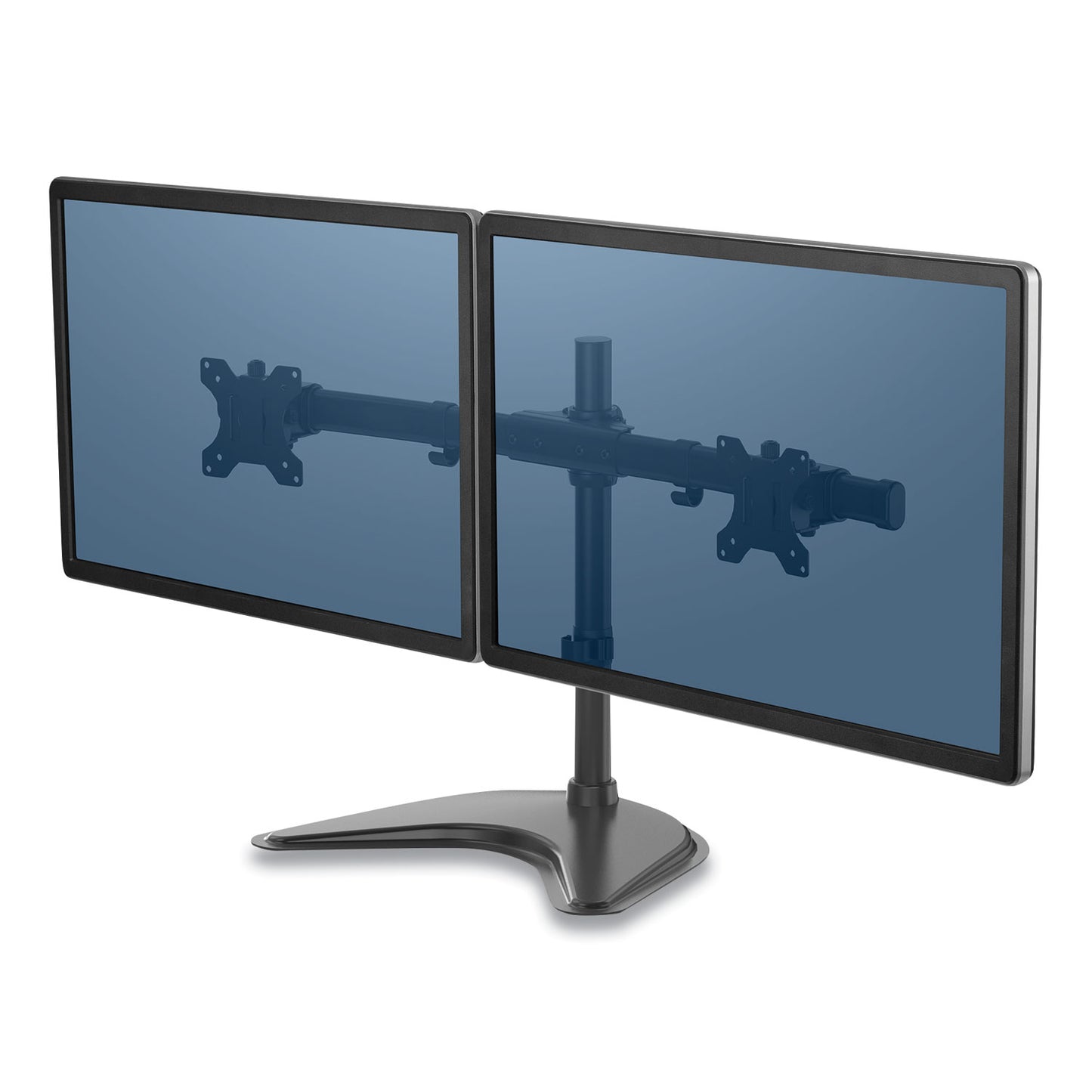 Fellowes Professional Series Freestanding Dual Horizontal Monitor Arm, For 30" Monitors, 35.75" x 11" x 18.25", Black, Supports 17 lb (8043701)