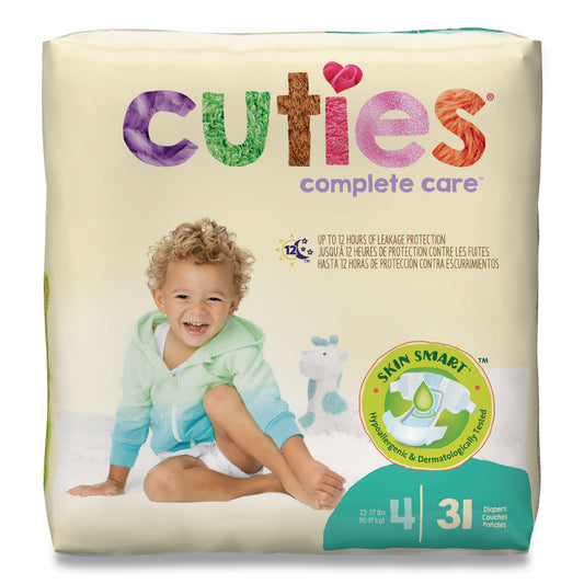 Cuties Premium Jumbo Diapers, Size 4, 22 lbs to 37 lbs, 124/Carton (CR4001)