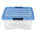 Iris Stack and Pull Latching Flat Lid Storage Box, 6.73 gal, 16.5" x 22" x 6.5", Clear/Translucent Blue (100364)