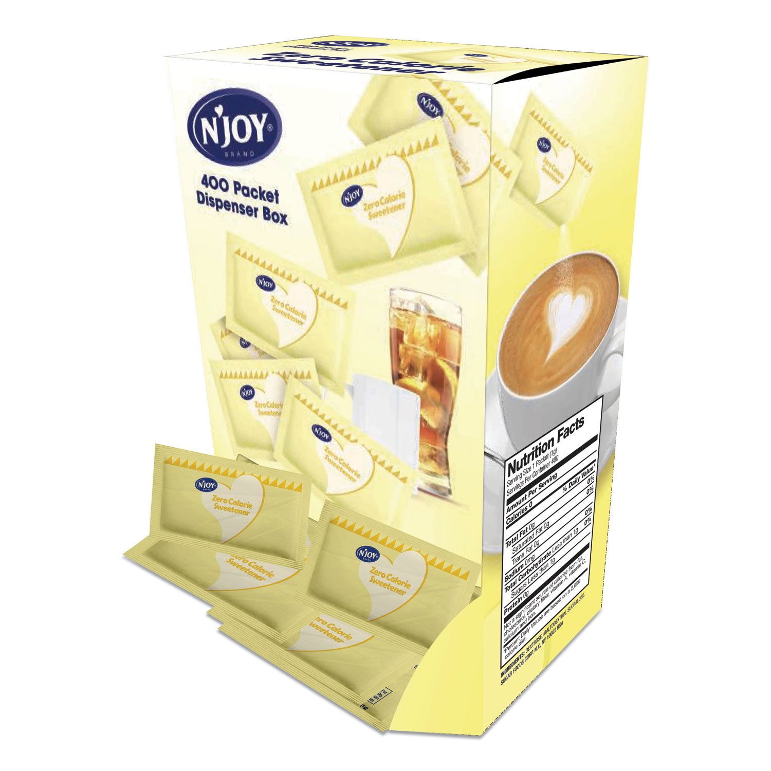 N'Joy Yellow Sucralose Zero Calorie Sweetener Packets, 0.04 oz Packet, 400 Packets/Box (83220)