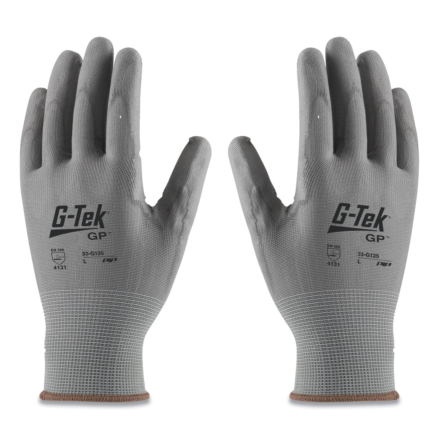 G-Tek GP Polyurethane-Coated Nylon Gloves, Small, Gray, 12 Pairs (33G125S)