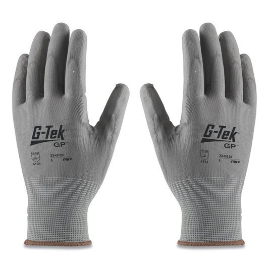 G-Tek GP Polyurethane-Coated Nylon Gloves, Small, Gray, 12 Pairs (33G125S)