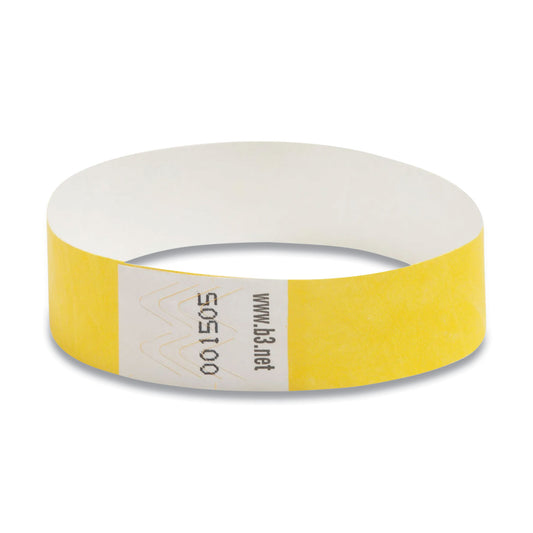 SICURIX Security Wristbands, Sequentially Numbered, 10" x 0.75", Yellow, 100/Pack (85070)
