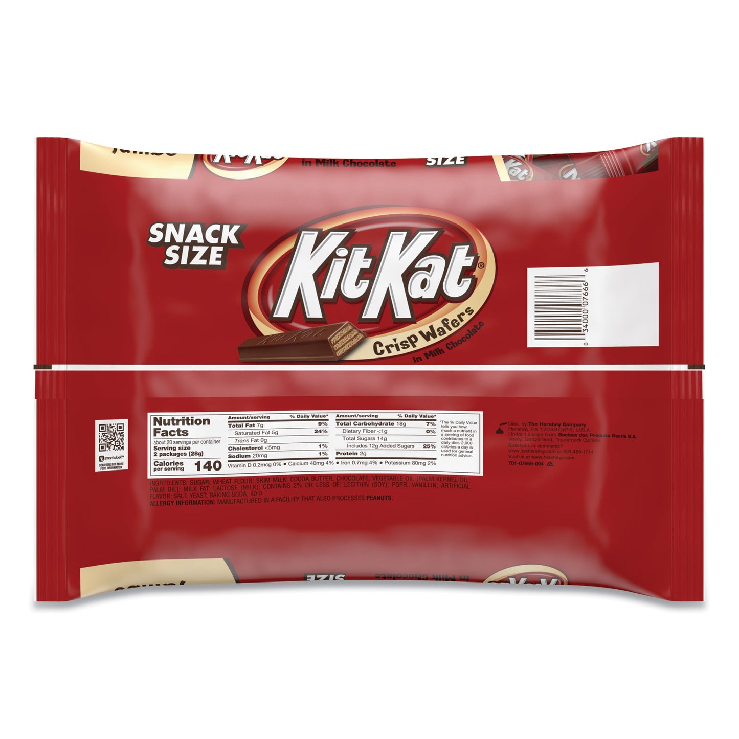 Kit Kat Snack Size, Crisp Wafers in Milk Chocolate, 20.1 oz Bag (07668EA)