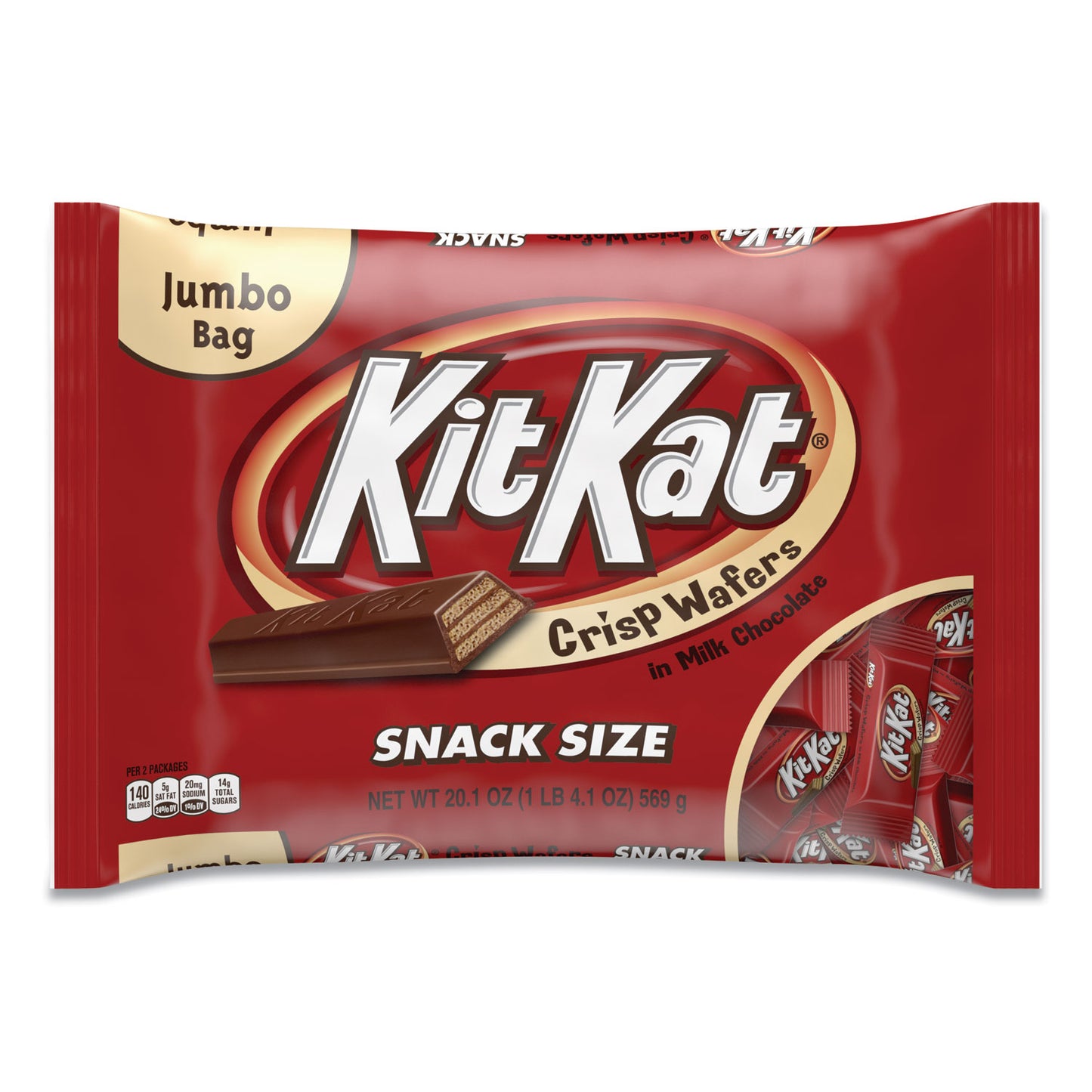 Kit Kat Snack Size, Crisp Wafers in Milk Chocolate, 20.1 oz Bag (07668EA)