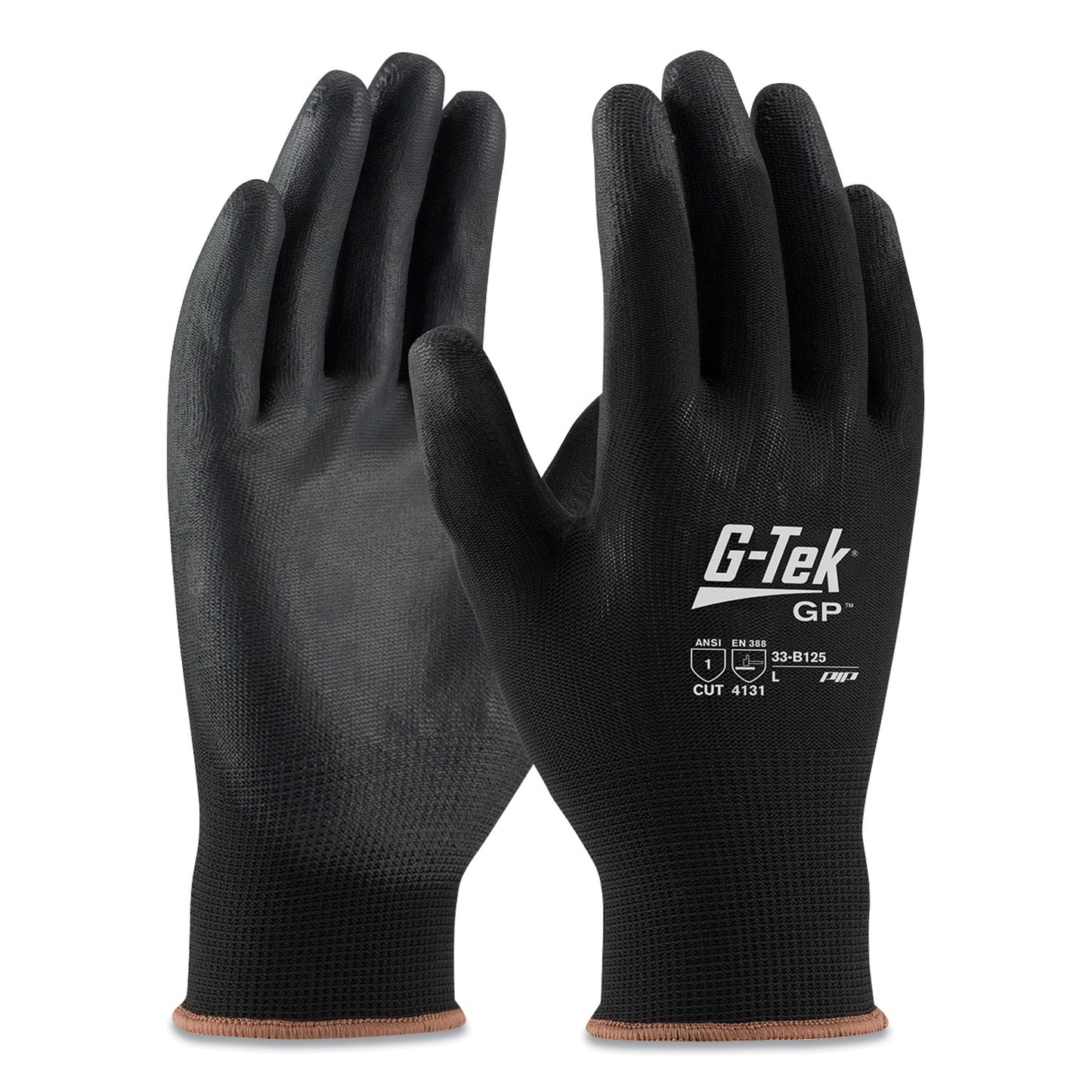 G-Tek GP Polyurethane-Coated Nylon Gloves, X-Large, Black, 12 Pairs (33B125XL)