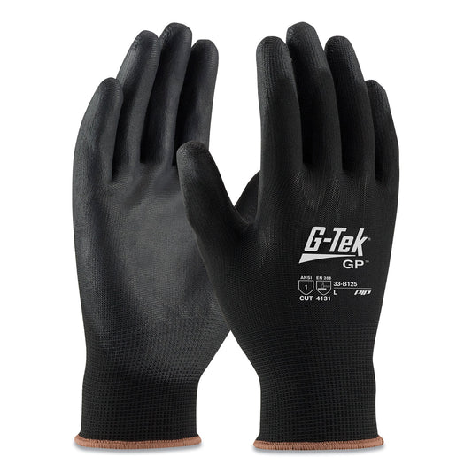 G-Tek GP Polyurethane-Coated Nylon Gloves, X-Large, Black, 12 Pairs (33B125XL)