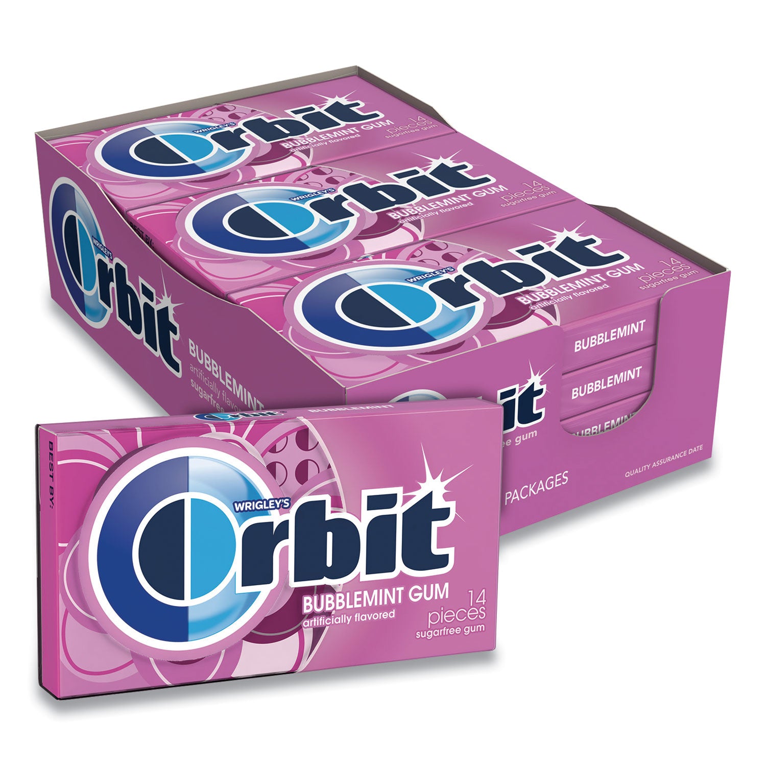 Orbit Sugar-Free Chewing Gum, Bubblemint, 12/Box (WMW21489)